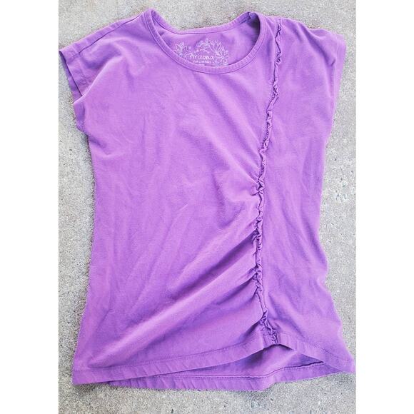 Arizona jeans company ruffle trim tee purple medium 10/12 - Picture 1 of 2